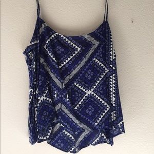 Blue, black, and white slightly crop top